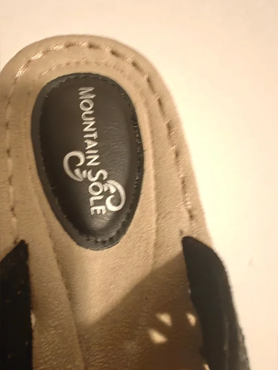 Mountain Sole Black Wedge Bling Beaded slide comfort flip flop sandal Measure 10 - Picture 3 of 11